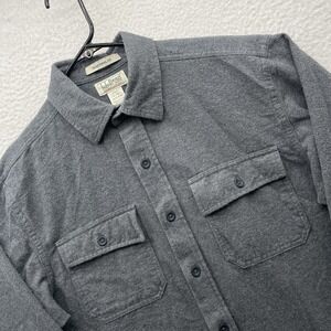 LL Bean Chamois Flannel Shirt Mens Medium M Gray Brushed Camping Hiking Outdoors